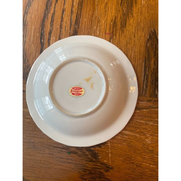 Vintage Enesco White Porcelain Small Plate Tray With Gold Trim Scalloped Edge 4. - Picture 4 of 5